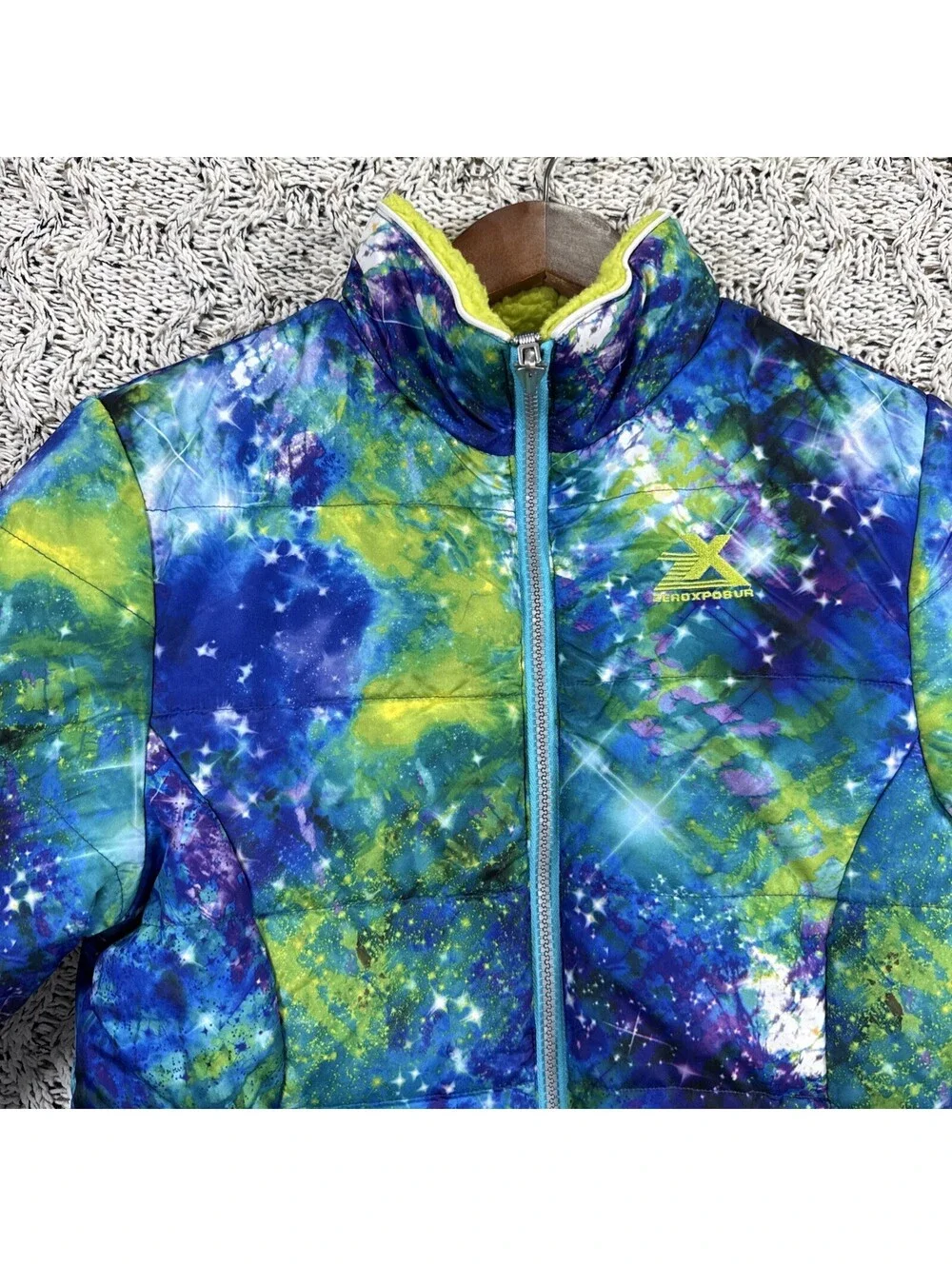 ZeroXposur Boys Blue, Green Puffer Jacket Full Zip Long Sleeve Size Large-14